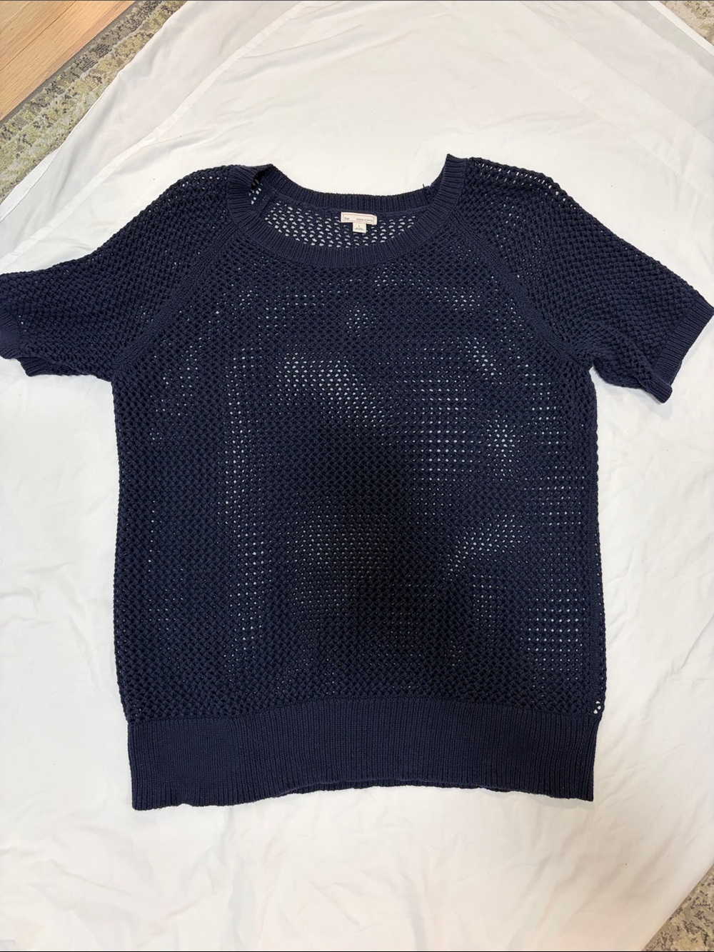 GAP Women’s Navy Short-Sleeve Open-Knit Sweater